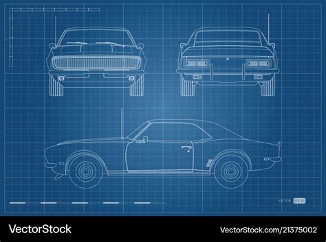 Blueprint of retro car american automobile Vector Image