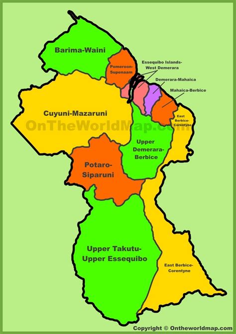 Administrative map of Guyana - Ontheworldmap.com