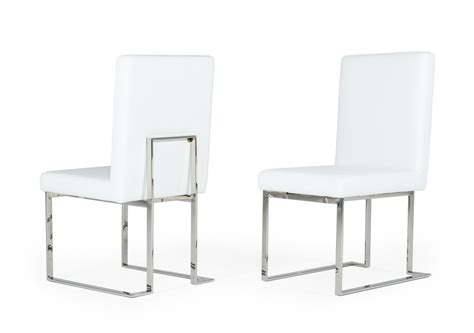 Modrest Fowler - Modern White Leatherette Dining Chair Set of 2 - Dining Chairs - Dining Room