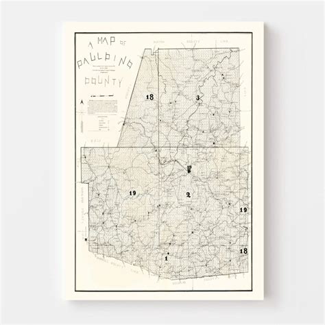 Vintage Map of Paulding County, Georgia 1896 by Ted's Vintage Art