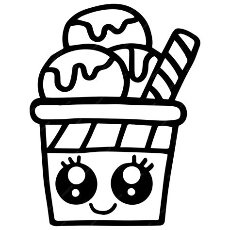 Premium Vector | Kids Coloring Pages, Cup Ice Cream Vector illustration ...