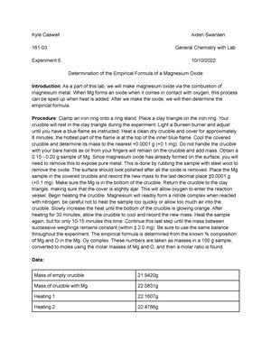 Lab Report # 1 chem - Experiment #1: Separation of a Mixture by ...