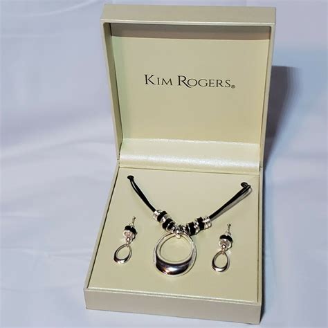 Kim Rogers Jewelry Silver Tone Necklace Earring Set in box Stocking ...