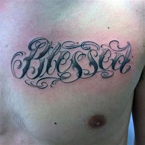 60 Blessed Tattoos For Men - Biblical Lettering Design Ideas