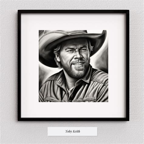 Toby Keith Striking Black and White Portrait Drawing Print Country ...