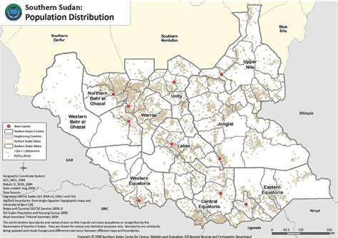 Southern Sudan Population Distribution • Mapsof.net