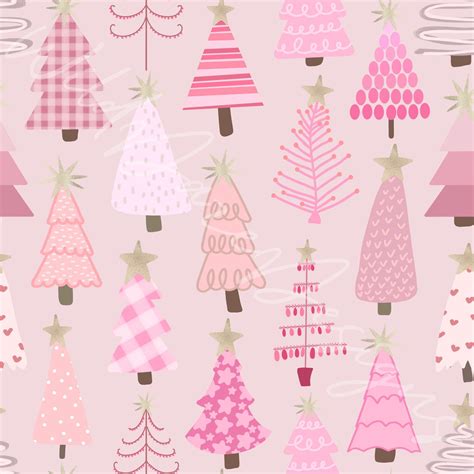 Pink Christmas Trees Seamless File - Etsy Canada | Pink christmas background, Pink christmas ...