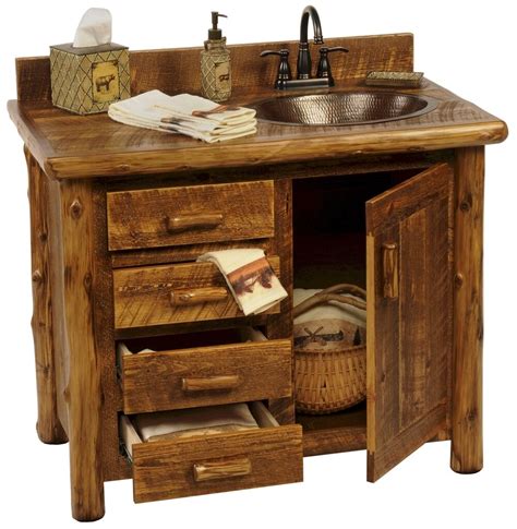 Custom Rustic Sawmill Camp Wood Log Cabin Lodge Pine Bathroom Vanity 30 ...