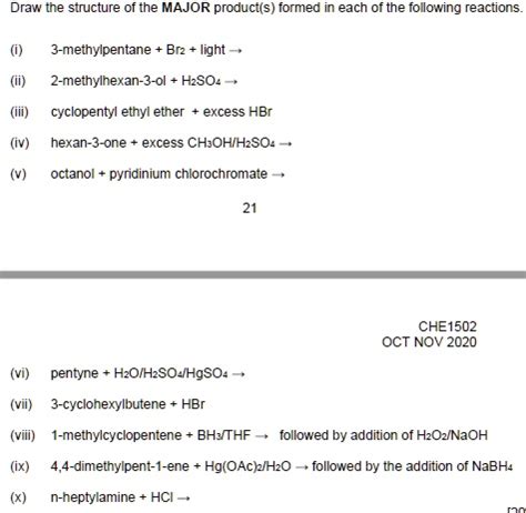 SOLVED:Draw the structure of the MAJOR product(s] formed each of the following reactions 3 ...