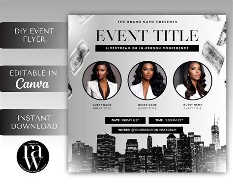 Upscale Event Flyer Canva Template Editable Canva Flyer Conference Flyer Livestream Template ...