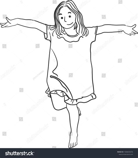 Vector Art Drawing Happy Little Girl 库存矢量图（免版税）1008690376 | Shutterstock