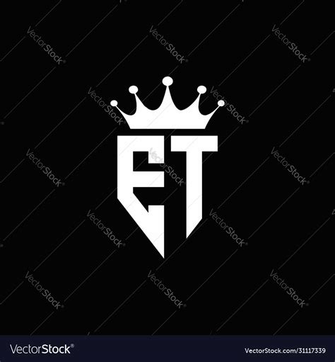 Et logo monogram emblem style with crown shape Vector Image