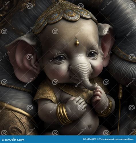 Baby Ganesha Elephant Symbol of Gods Religion Hinduism. Generative Ai. Stock Illustration ...