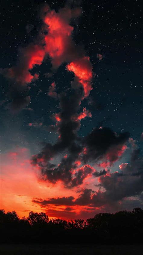 Sunset Clouds Space Stars iPhone Wallpaper in 2020 | Sunset iphone ...