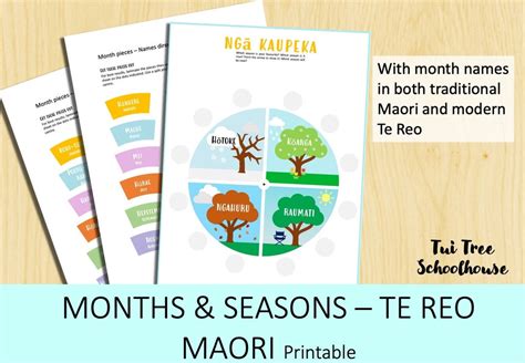 Seasons Printable in Te Reo Maori, Months of the Year Busy Book Sheet and Perpetual Calendar ...