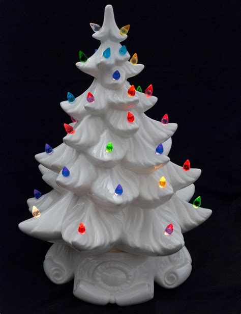 White Ceramic Christmas Tree with Lights | Ceramic christmas trees ...