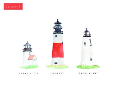 Nantucket Lighthouses Watercolor Art Print - Etsy