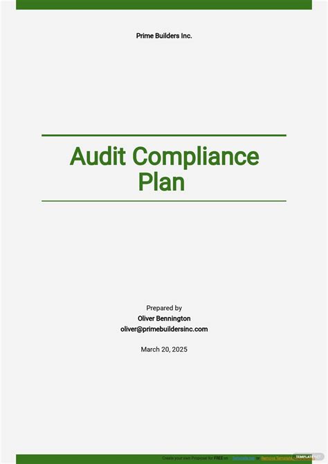 Compliance Plan Template Free