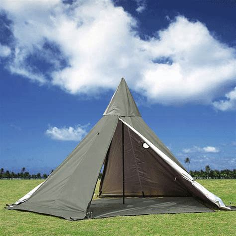 UNISTRENGH 4 Season Waterproof Oxford Teepee Tent with Stove Hole Green Pyramid Tent with Half ...