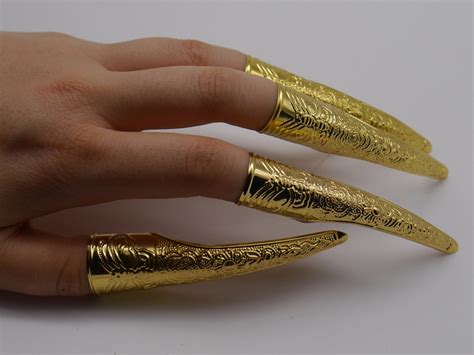 5pc Gold Dragon Claws Gothic Nails Tips Nail Art - Etsy