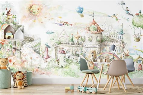 Excited to share the latest addition to my #etsy shop: Fairy Tale Wall Mural, Magical Hill Wall ...