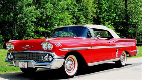 1958, Chevrolet, Impala, Convertible, Cars, Red, Classic Wallpapers HD ...