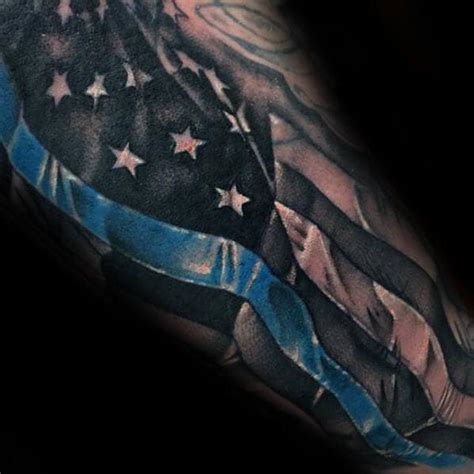 50 Thin Blue Line Tattoo Designs For Men - Symbolic Ink Ideas