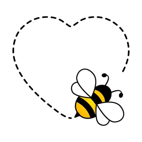 Premium Vector | Cute bee flying. heart dotted lines path with start point and dash line trace.