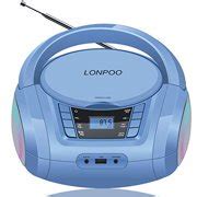 LONPOO Stereo CD Player Portable Boombox with LED Light, Support ...