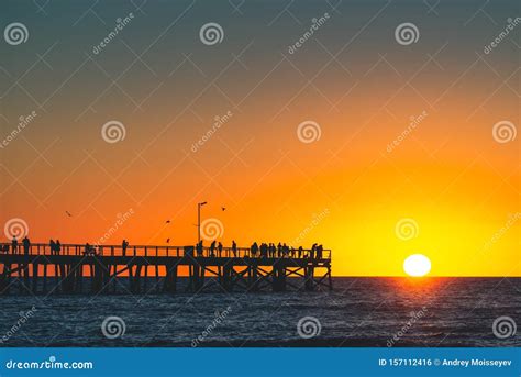 Semaphore Pier at Sunset, Adelaide, South Australia Stock Photo - Image ...