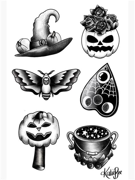 Aggregate more than 65 halloween tattoo flash sheet best - in.cdgdbentre