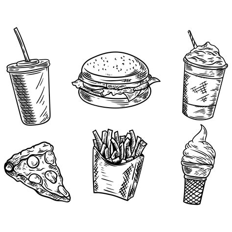 Fast Food Sketch Vector Art, Icons, and Graphics for Free Download