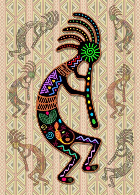 'Kokopelli Rainbow Colors on Tr...' Metal Poster Print - Bluedarkat Lem | Displate in 2020 ...