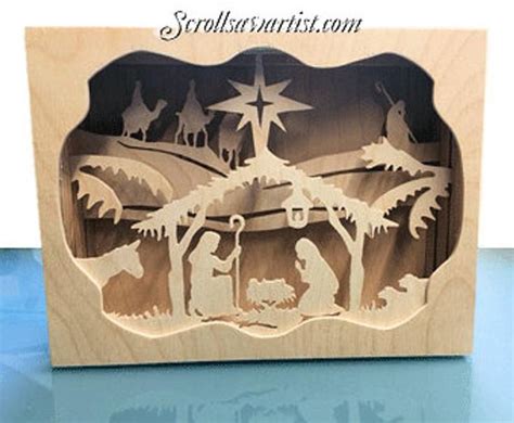 NW1867 Layered Nativity Light Box Digital Pattern - Etsy | Scroll saw patterns free, Scroll saw ...