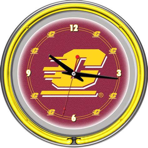 Trademark Global 14 in. Central Michigan University Neon Wall Clock-LRG1400-CM - The Home Depot