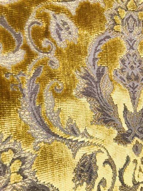 NEW Queen Estel Novelty Designer Italian Burnout Medallion Velvet Fabric - Upholstery- BTY Gold ...