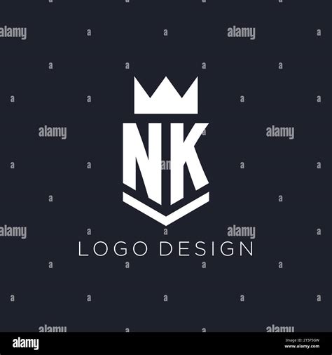 NK logo with shield and crown, initial monogram logo design ideas Stock ...