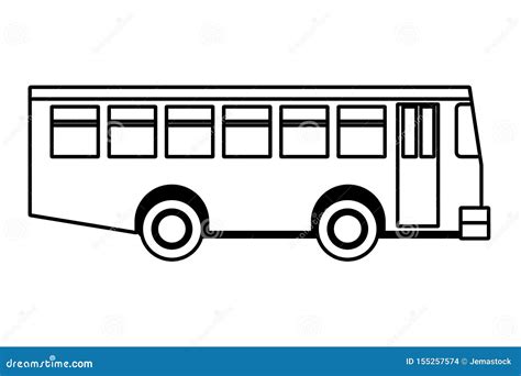 Public Bus Vehicle Sideview Cartoon In Black And White Vector Illustration | CartoonDealer.com ...