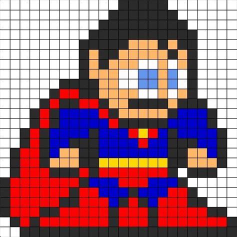 Resultado de imagen para pixel art superman perler bead Fuse Bead Patterns, Kandi Patterns ...