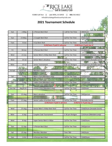 Upcoming Tournaments | Rice Lake