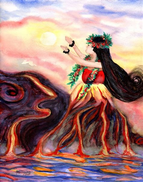 Madame Pele Print, Hawaiian Paintings, Goddess Art, Hula Watercolor ...