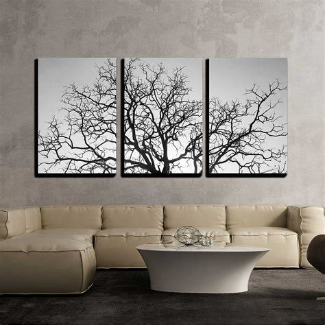 wall26 - 3 Piece Canvas Wall Art - Dead Tree Branch, Black and White - Modern Home Decor ...