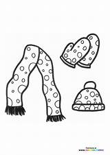 Winter scarf Hat And Mittens  Coloring Pages For Kids sketch template