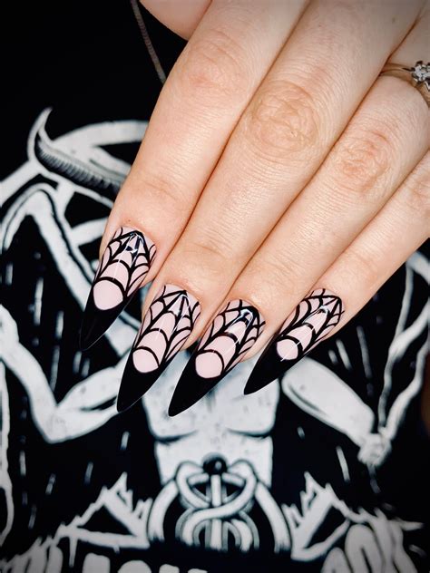 Spider Web French Tip Press on Nails Halloween Nails | Etsy