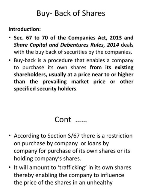 Buy Back of Shares | PDF | Share Repurchase | Securities (Finance)