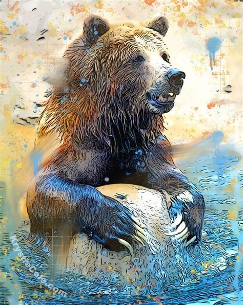 Grizzly Bear Art Bear Print on CANVAS or PAPER. Bear Wall | Etsy