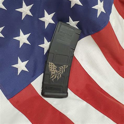 American Flag Eagle Engraved PMAG - Dakota Laser Engraving