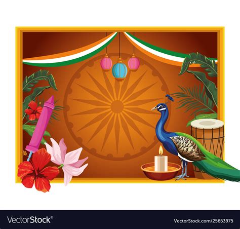 Indian patriotic frame card banner Royalty Free Vector Image