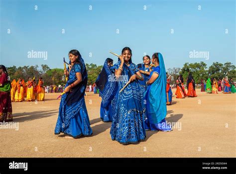 Girls performing stick dance Kolattam, Navaratri Celebration at ...