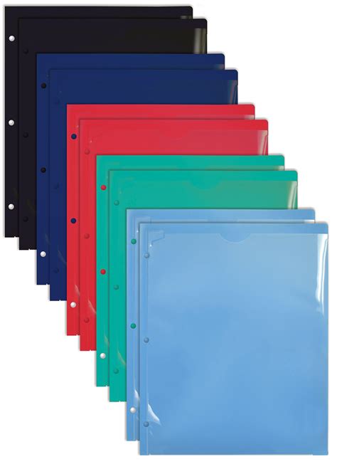 Buy Heavy Duty Plastic Folders with Clear Front Pocket (10 Pack), 2 Pocket 3 Hole Folders ...